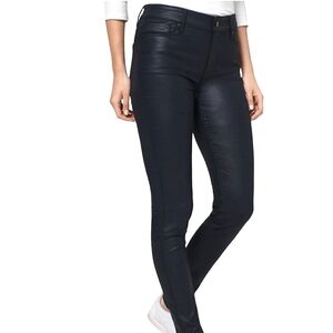 WHITE HOUSE BLACK MARKET Mid Rise Navy Blue Coated Skinny Jeans